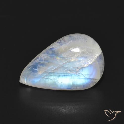 Piedra lunar arcoíris Blanco azulado natural de 7.05 ct, En forma de pera, Translúcido