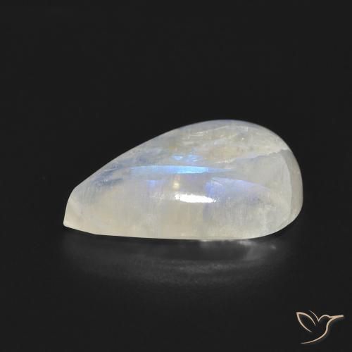 Piedra lunar arcoíris Blanco azulado natural de 7.05 ct, En forma de pera, Translúcido