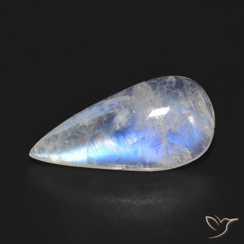 5.47ct Natural Blanco azulado Piedra lunar arcoíris, En forma de pera, Translúcido
