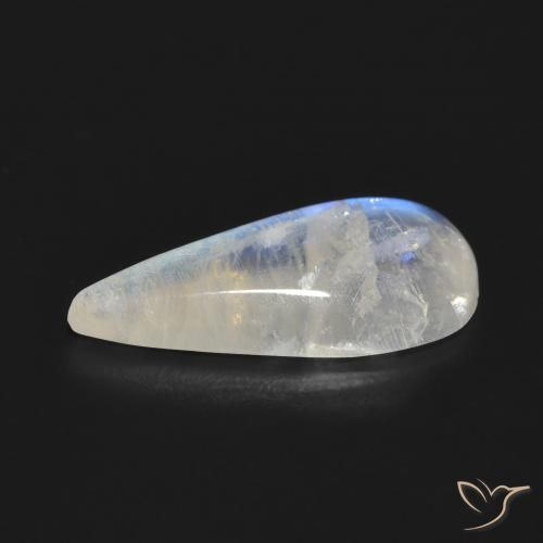 Piedra lunar arcoíris Blanco azulado natural de 5.47 ct, En forma de pera, Translúcido