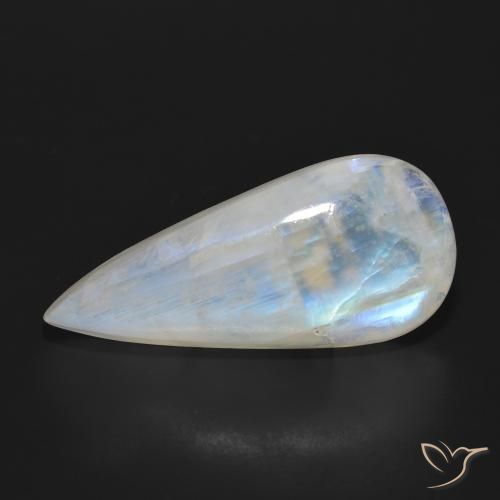 24.85ct Natural Blanco azulado Piedra lunar arcoíris, En forma de pera, Translúcido