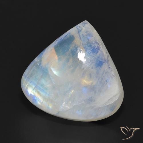 Piedra lunar arcoíris Blanco azulado natural de 11.23 ct, En forma de pera, Translúcido