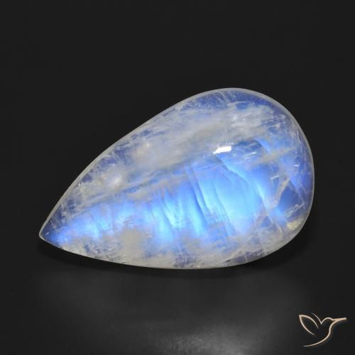 20.73ct Natural Blanco azulado Piedra lunar arcoíris, En forma de pera, Translúcido