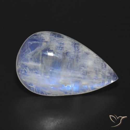 Piedra lunar arcoíris Blanco azulado natural de 20.73 ct, En forma de pera, Translúcido