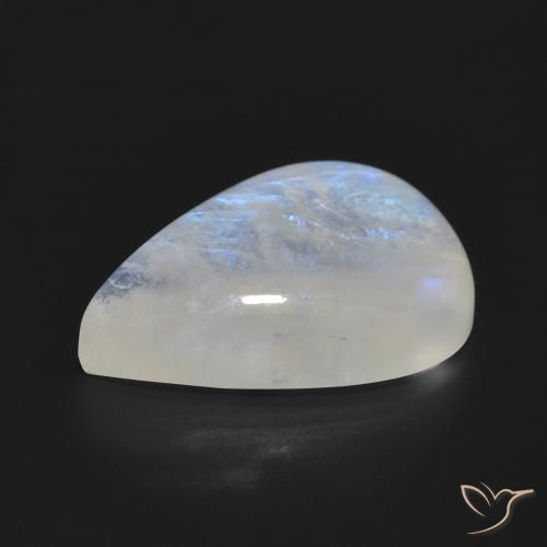 Piedra lunar arcoíris Blanco azulado natural de 11.87 ct, En forma de pera, Translúcido