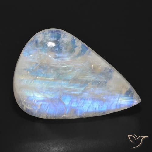 25.41ct Natural Blanco azulado Piedra lunar arcoíris, En forma de pera, Translúcido