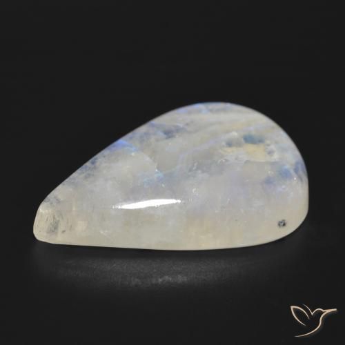 Piedra lunar arcoíris Blanco azulado natural de 25.41 ct, En forma de pera, Translúcido