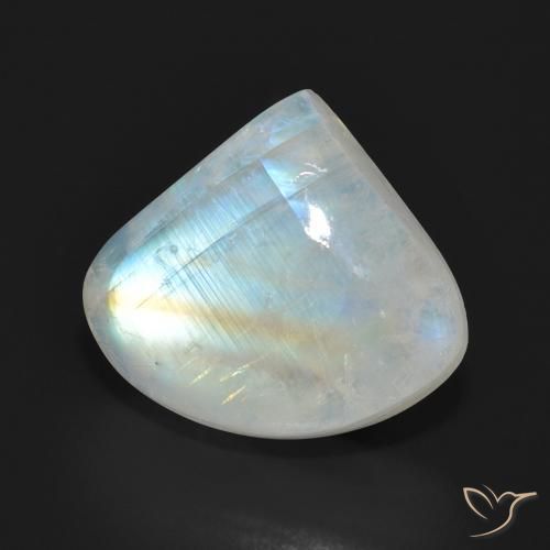 10.90ct Natural Blanco azulado Piedra lunar arcoíris, En forma de pera, Translúcido