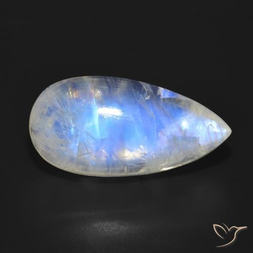 18.02ct Natural Blanco azulado Piedra lunar arcoíris, En forma de pera, Translúcido