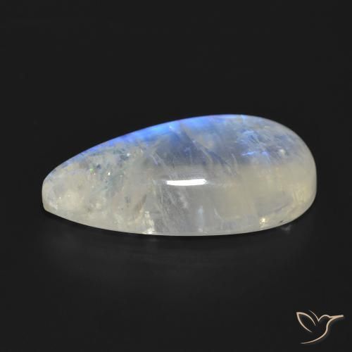 Piedra lunar arcoíris Blanco azulado natural de 18.02 ct, En forma de pera, Translúcido