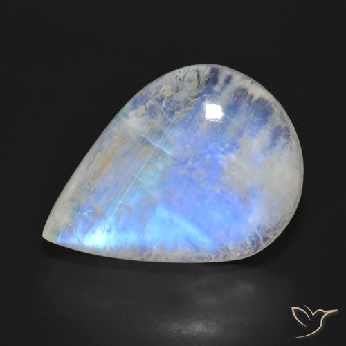 24.76ct Natural Blanco azulado Piedra lunar arcoíris, En forma de pera, Translúcido