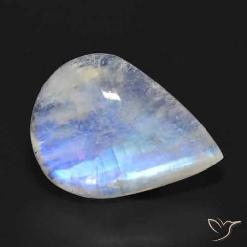 Piedra lunar arcoíris Blanco azulado natural de 24.76 ct, En forma de pera, Translúcido
