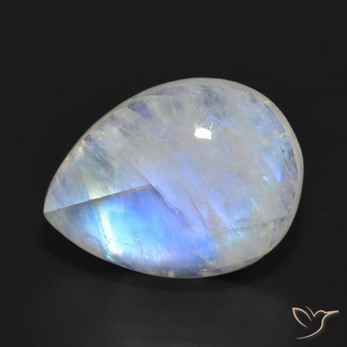 18.25ct Natural Blanco azulado Piedra lunar arcoíris, En forma de pera, Translúcido