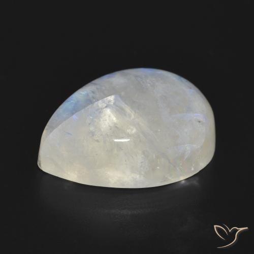 Piedra lunar arcoíris Blanco azulado natural de 18.25 ct, En forma de pera, Translúcido