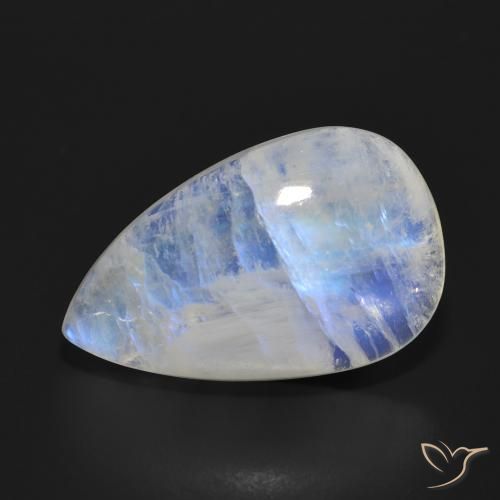 17.97ct Natural Blanco azulado Piedra lunar arcoíris, En forma de pera, Translúcido
