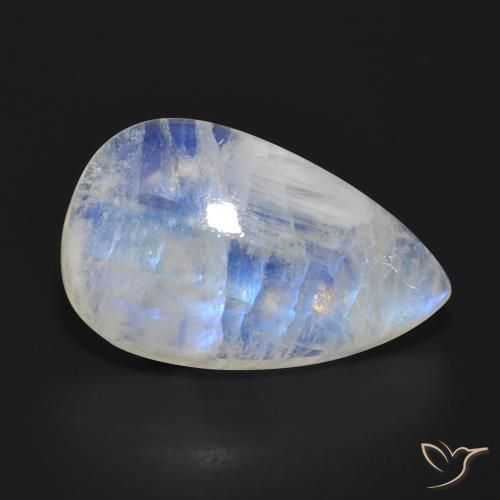 Piedra lunar arcoíris Blanco azulado natural de 17.97 ct, En forma de pera, Translúcido
