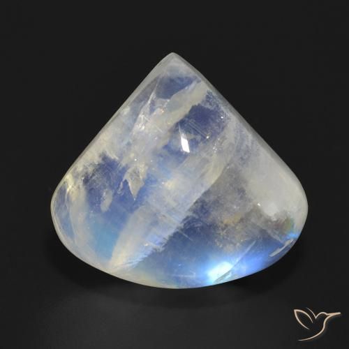 13.73ct Natural Blanco azulado Piedra lunar arcoíris, En forma de pera, Translúcido