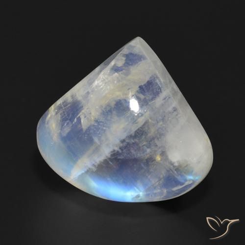 Piedra lunar arcoíris Blanco azulado natural de 13.73 ct, En forma de pera, Translúcido