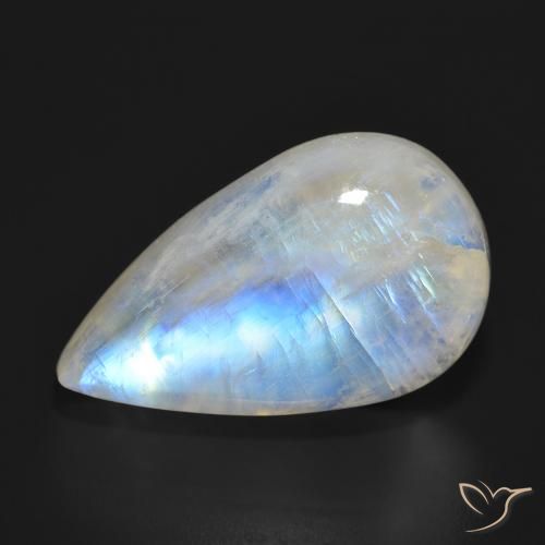 23.70ct Natural Blanco azulado Piedra lunar arcoíris, En forma de pera, Translúcido
