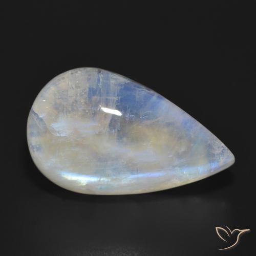 Piedra lunar arcoíris Blanco azulado natural de 23.70 ct, En forma de pera, Translúcido