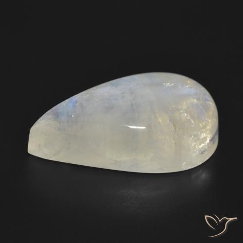 Piedra lunar arcoíris Blanco azulado natural de 23.70 ct, En forma de pera, Translúcido