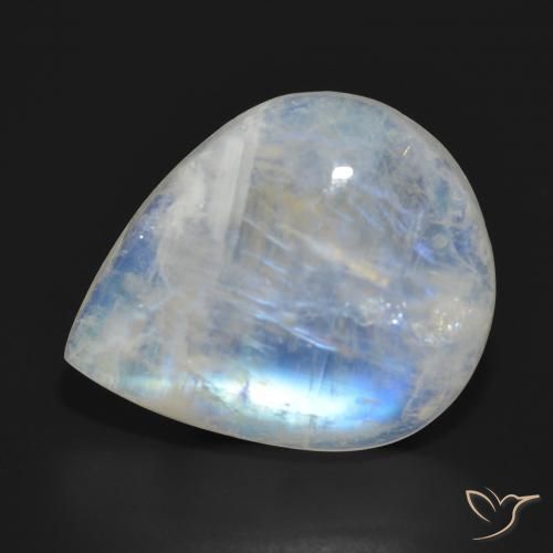 19.29ct Natural Blanco azulado Piedra lunar arcoíris, En forma de pera, Translúcido