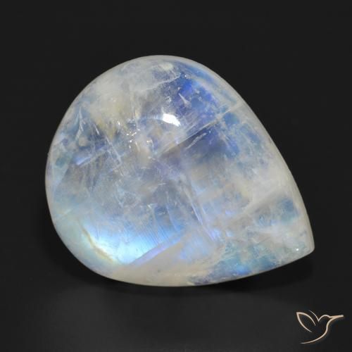 Piedra lunar arcoíris Blanco azulado natural de 19.29 ct, En forma de pera, Translúcido