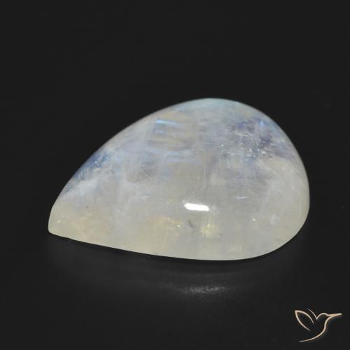 Piedra lunar arcoíris Blanco azulado natural de 19.29 ct, En forma de pera, Translúcido