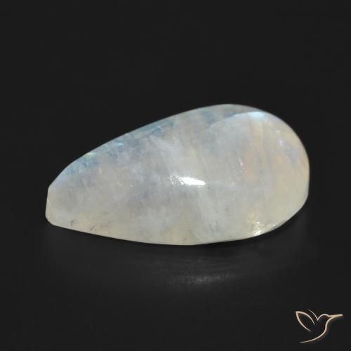 Piedra lunar arcoíris Blanco azulado natural de 15.38 ct, En forma de pera, Translúcido