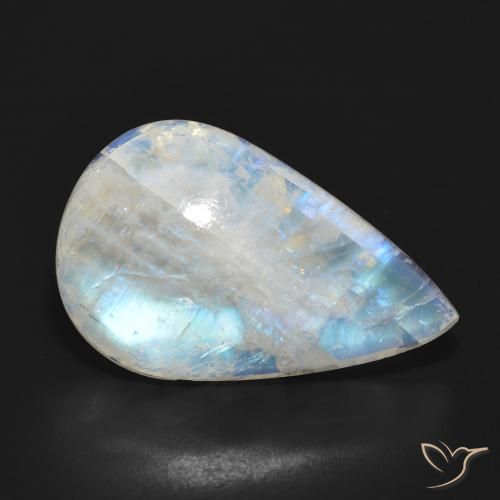 Piedra lunar arcoíris Blanco azulado natural de 14.33 ct, En forma de pera, Translúcido