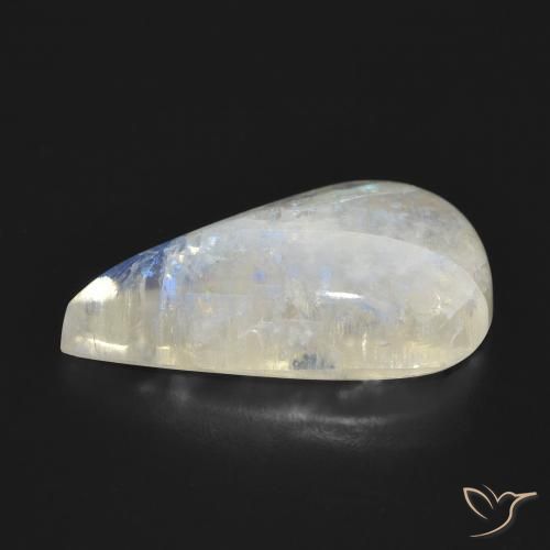 Piedra lunar arcoíris Blanco azulado natural de 14.33 ct, En forma de pera, Translúcido