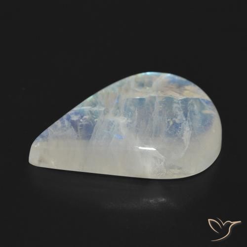 Piedra lunar arcoíris Blanco azulado natural de 15.14 ct, En forma de pera, Translúcido