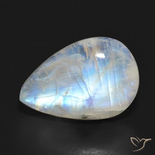 17.74ct Natural Blanco azulado Piedra lunar arcoíris, En forma de pera, Translúcido