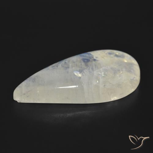 Piedra lunar arcoíris Blanco azulado natural de 30.09 ct, En forma de pera, Translúcido