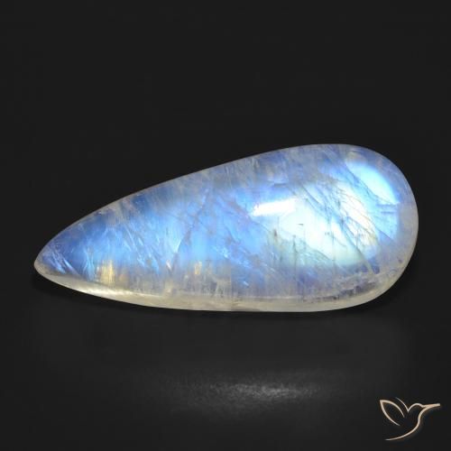 17.24ct Natural Blanco azulado Piedra lunar arcoíris, En forma de pera, Translúcido