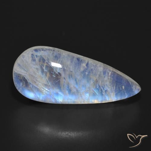 Piedra lunar arcoíris Blanco azulado natural de 17.24 ct, En forma de pera, Translúcido
