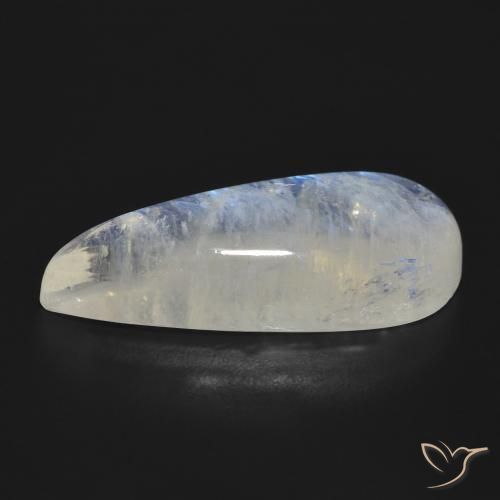 Piedra lunar arcoíris Blanco azulado natural de 17.24 ct, En forma de pera, Translúcido