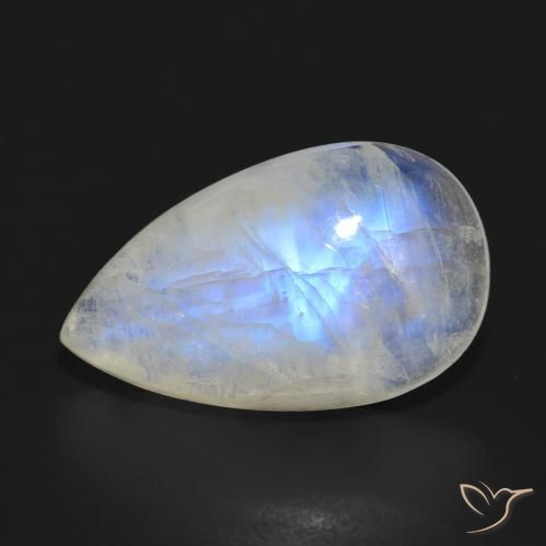 10.47ct Natural Blanco azulado Piedra lunar arcoíris, En forma de pera, Translúcido
