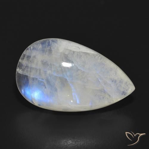 Piedra lunar arcoíris Blanco azulado natural de 10.47 ct, En forma de pera, Translúcido