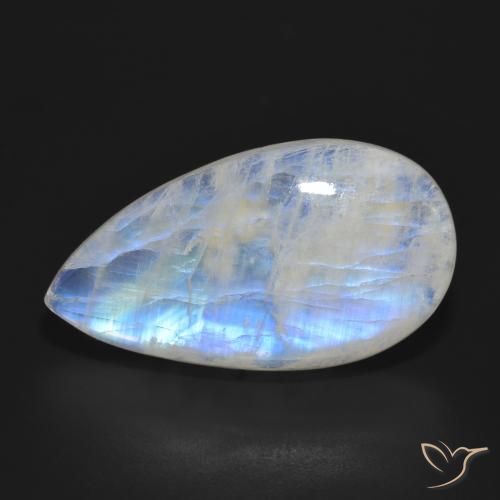 23.96ct Natural Blanco azulado Piedra lunar arcoíris, En forma de pera, Translúcido