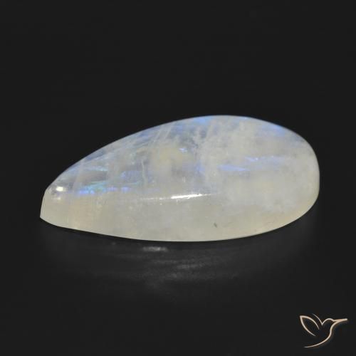Piedra lunar arcoíris Blanco azulado natural de 23.96 ct, En forma de pera, Translúcido