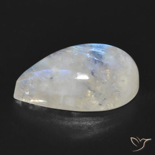 Piedra lunar arcoíris Blanco azulado natural de 11.69 ct, En forma de pera, Translúcido
