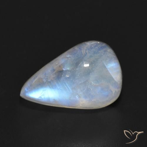 6.55ct Natural Blanco azulado Piedra lunar arcoíris, En forma de pera, Translúcido