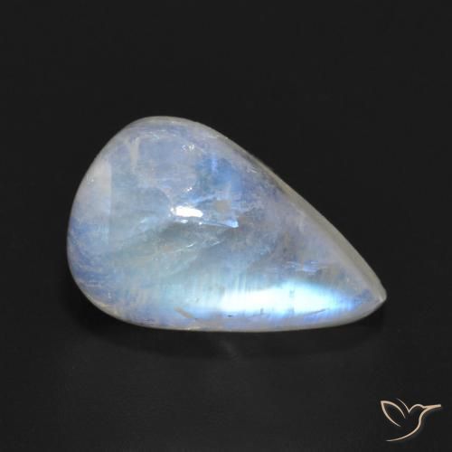 Piedra lunar arcoíris Blanco azulado natural de 6.55 ct, En forma de pera, Translúcido