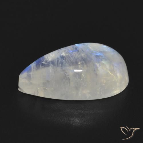Piedra lunar arcoíris Blanco azulado natural de 7.10 ct, En forma de pera, Translúcido