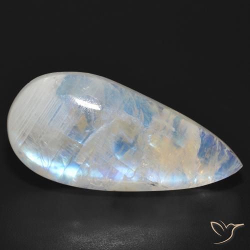 Piedra lunar arcoíris Blanco azulado natural de 23.92 ct, En forma de pera, Translúcido