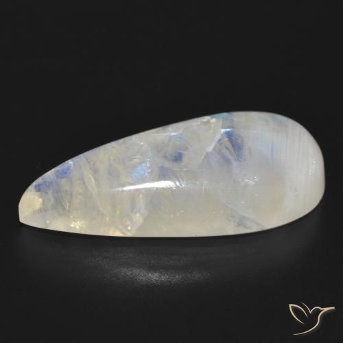 Piedra lunar arcoíris Blanco azulado natural de 23.92 ct, En forma de pera, Translúcido