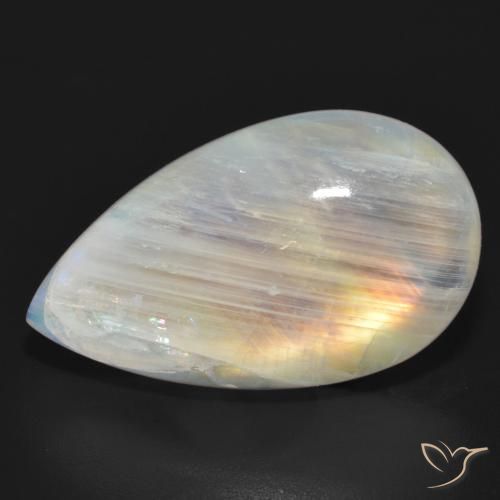 23.63ct Natural Blanco azulado Piedra lunar arcoíris, En forma de pera, Translúcido