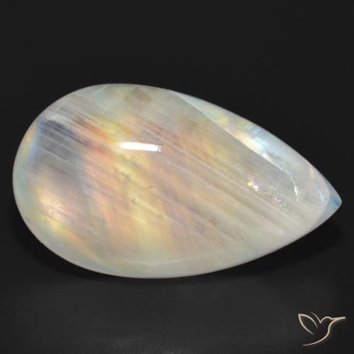 Piedra lunar arcoíris Blanco azulado natural de 23.63 ct, En forma de pera, Translúcido