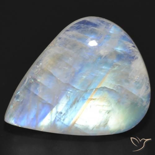 20.35ct Natural Blanco azulado Piedra lunar arcoíris, En forma de pera, Translúcido